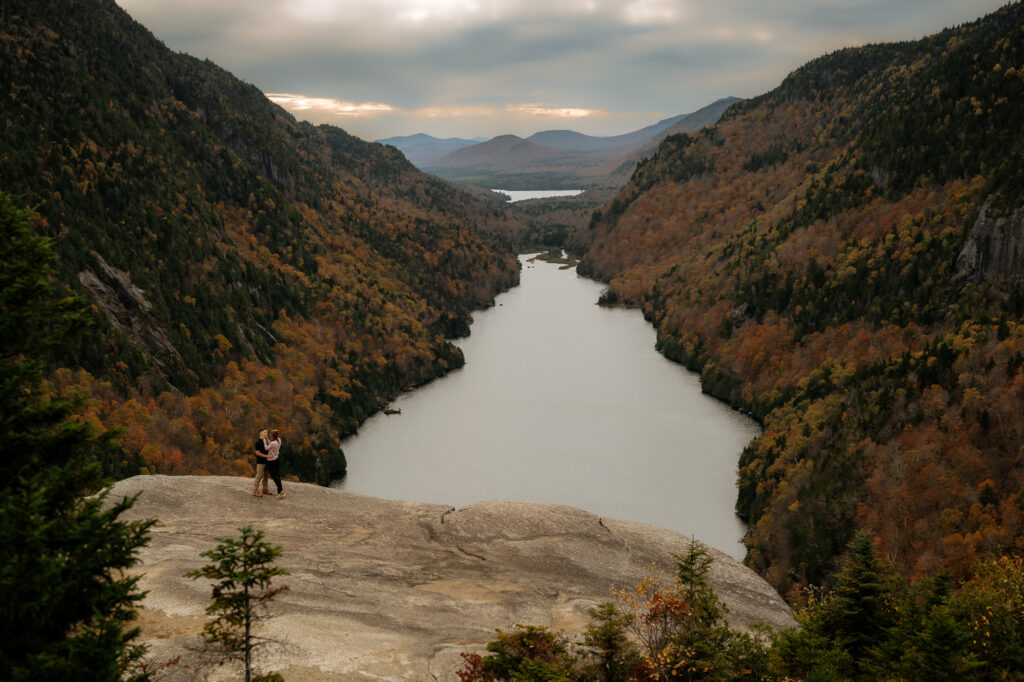 A couple who just got engaged on Indian Head Mountain in the Adirondacks.