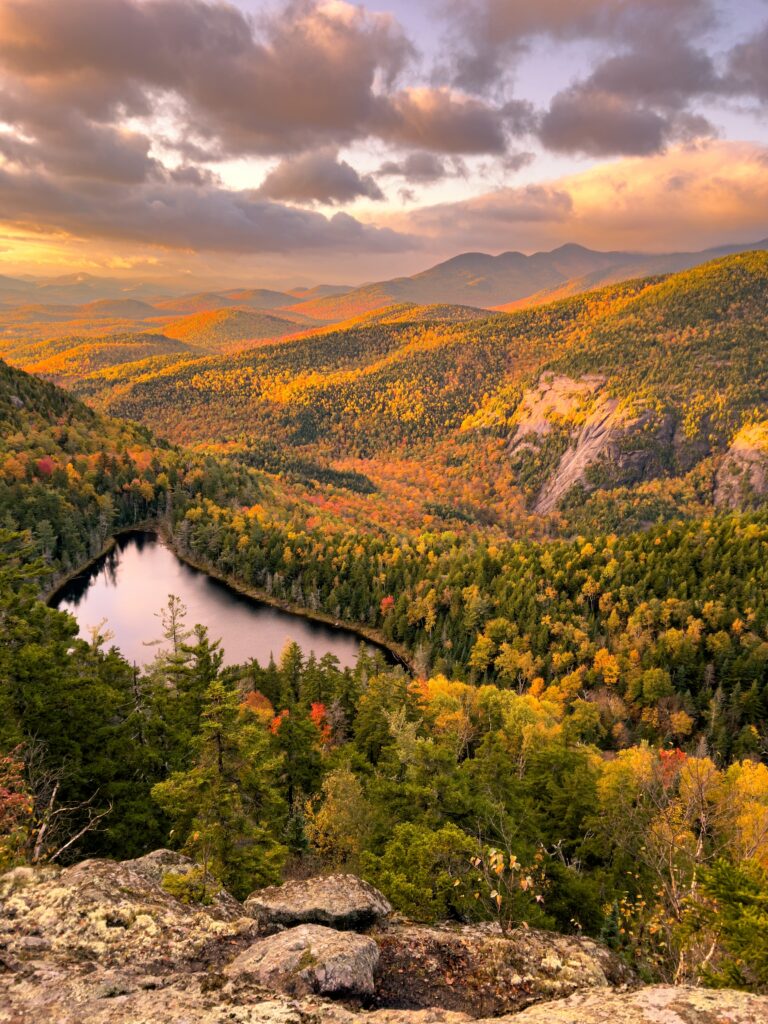 A pond on a mountain as an adirondack elopement location alternative. 
