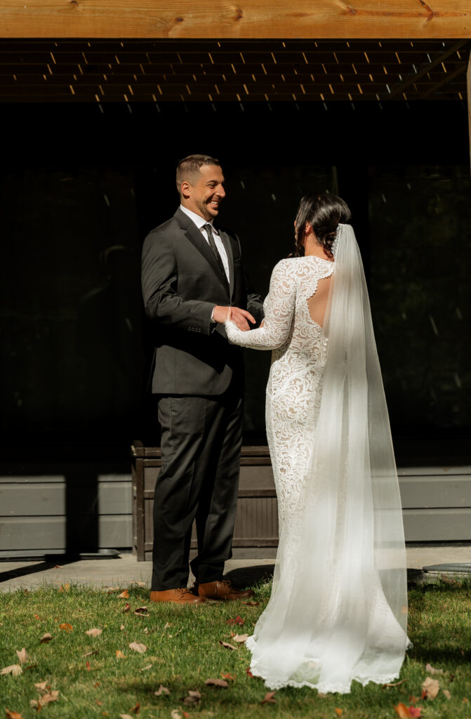 Groom's first look at his bride.