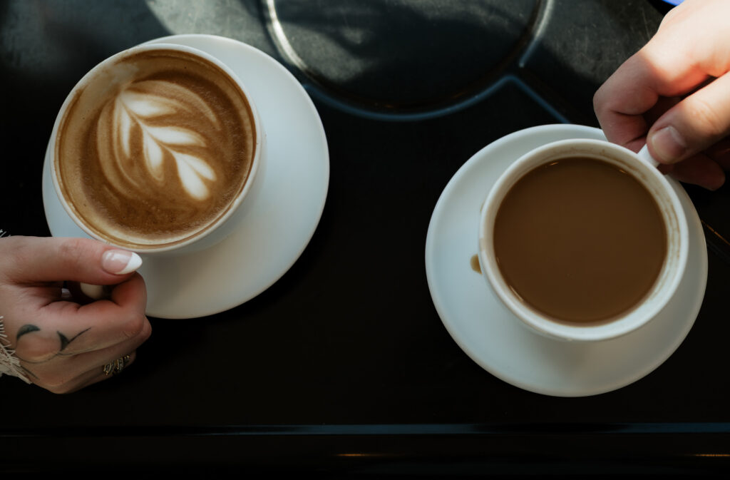 Couple shares coffee
