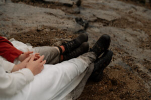 Two brides hiking boots.